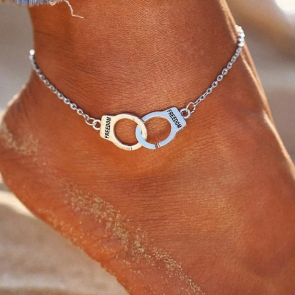 Silver "Freedom" Handcuff Anklet/Bracelet